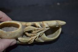 Pair of Vintage Handcarved Toothpick Holder and Duck Figurine; 5" and 4" Long