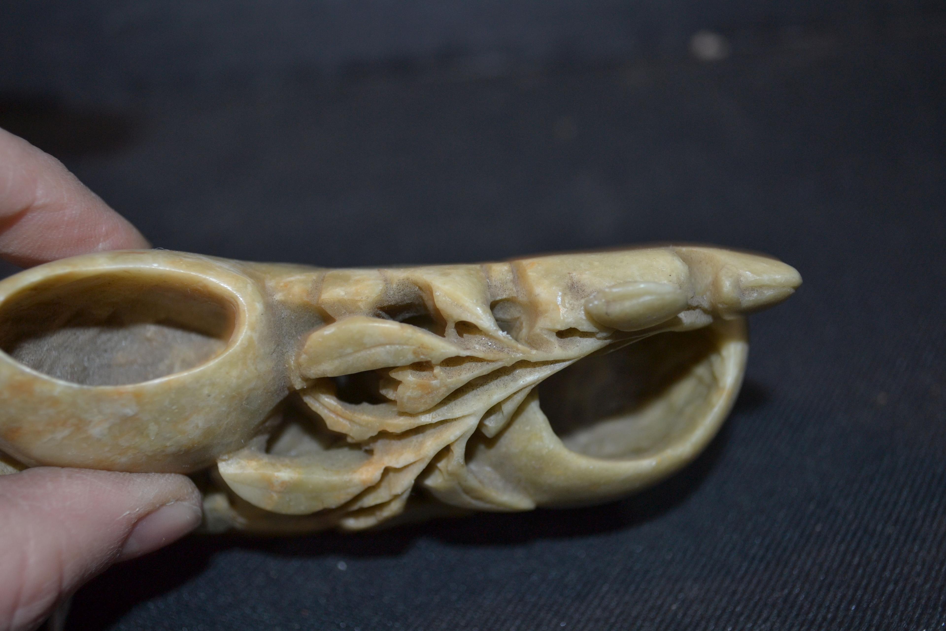Pair of Vintage Handcarved Toothpick Holder and Duck Figurine; 5" and 4" Long