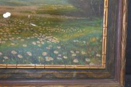 Vintage Framed "Meadow" Print by A. Fox; 27"x13"