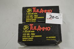 2 Boxes - Tula 7.26x39mm 122 gr. FMJ Cartridges; 40 Rds./Box; x2BID