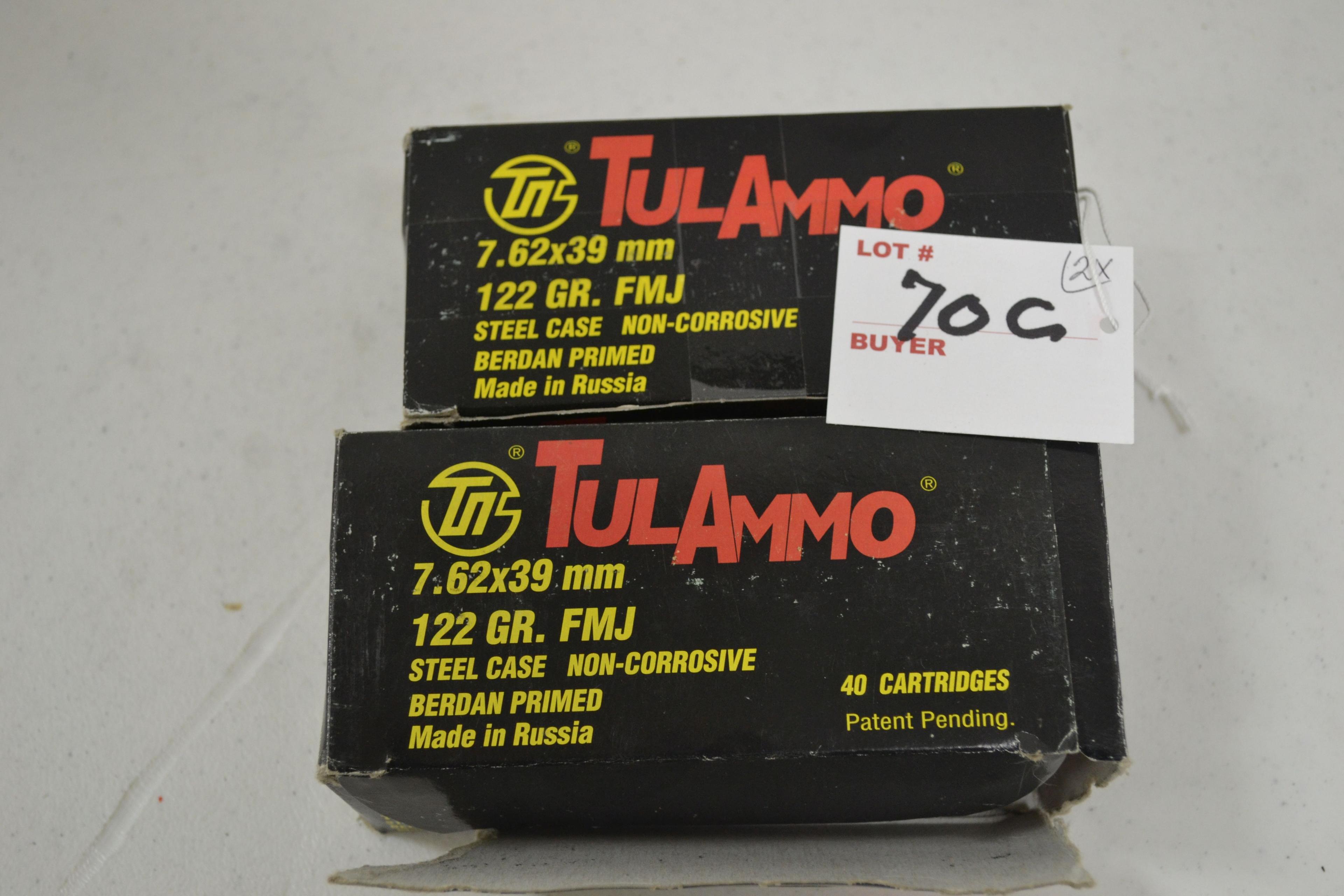 2 Boxes - Tula 7.26x39mm 122 gr. FMJ Cartridges; 40 Rds./Box; x2BID