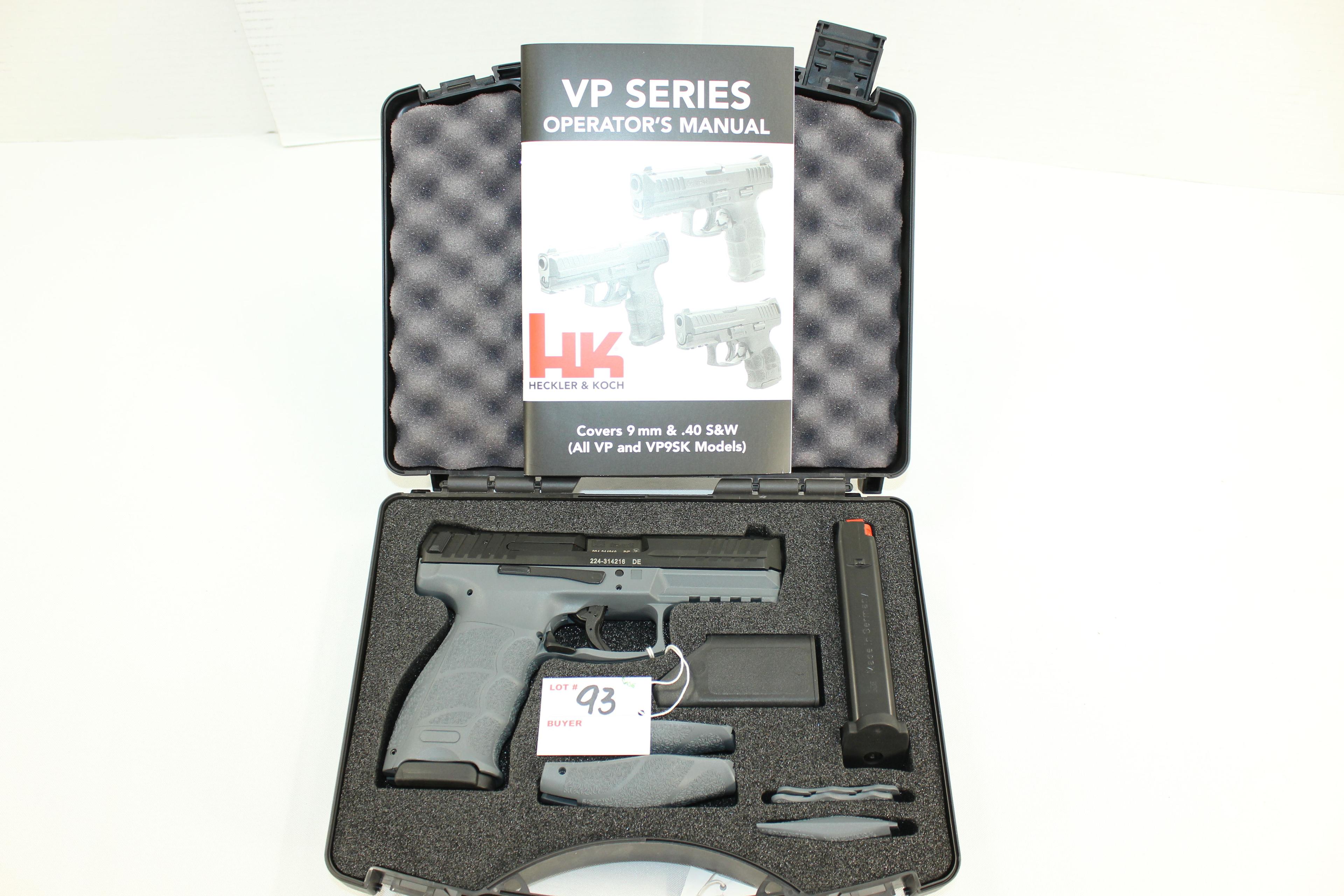 Heckler & Koch HK VP9 9mm Cal. Semi-Auto Pistol w/3 Dot Sights, Tactical Mounting Rail, Extra Grips,