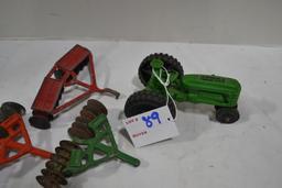Group of Vintage Plastic Tractor w/3 Disks including 1 Red Ertl