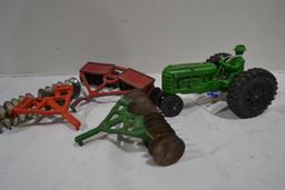 Group of Vintage Plastic Tractor w/3 Disks including 1 Red Ertl