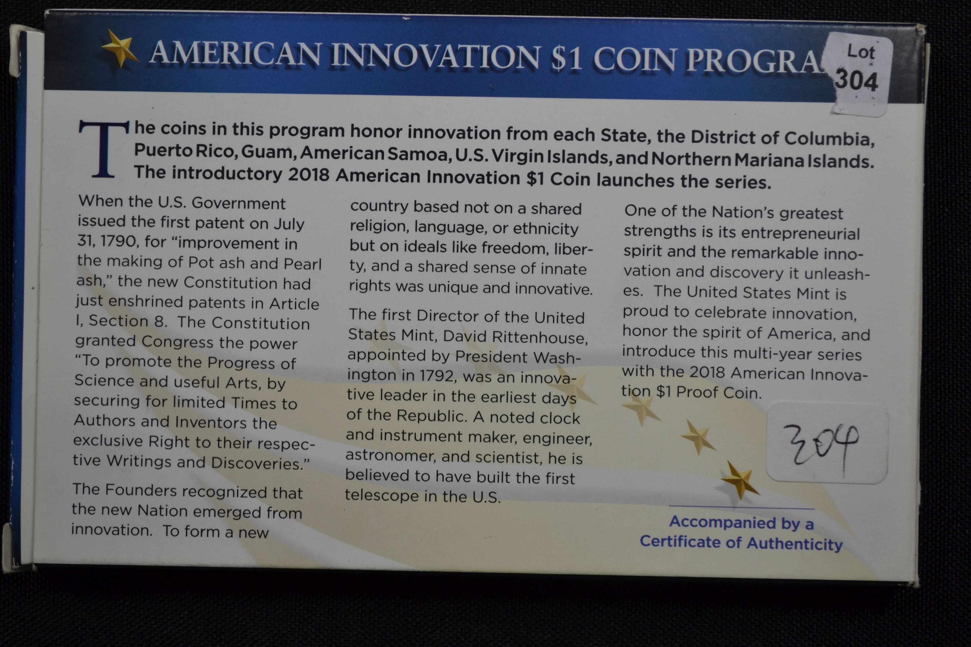 2018-S American Innovation One Dollar Proof; OGP
