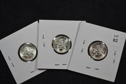 3 - Silver Dimes including 1955, 1957, and 1960-D; Unc. BU; 3xBID