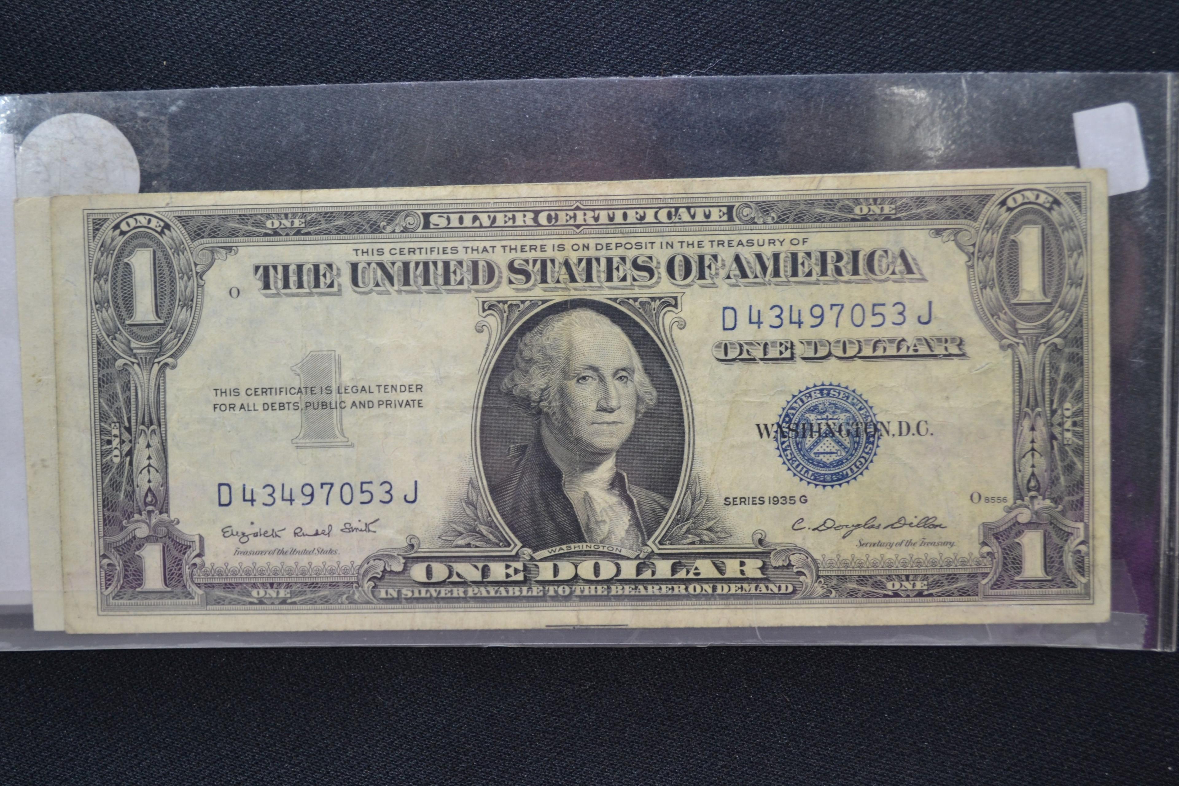 2 - 1935-G One Dollar Silver Certificates; 2xBID