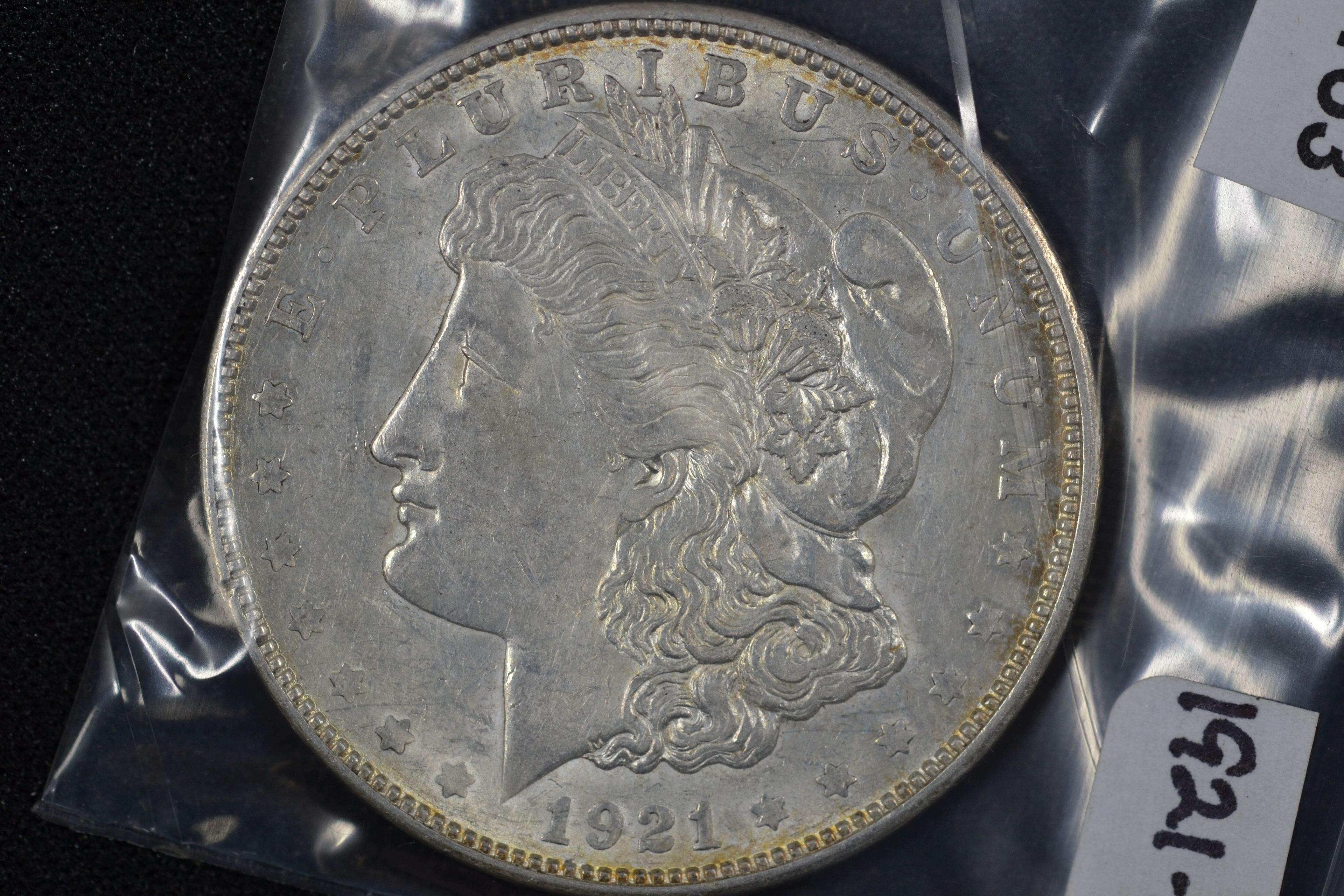 1921-D Morgan Dollar; Unc.