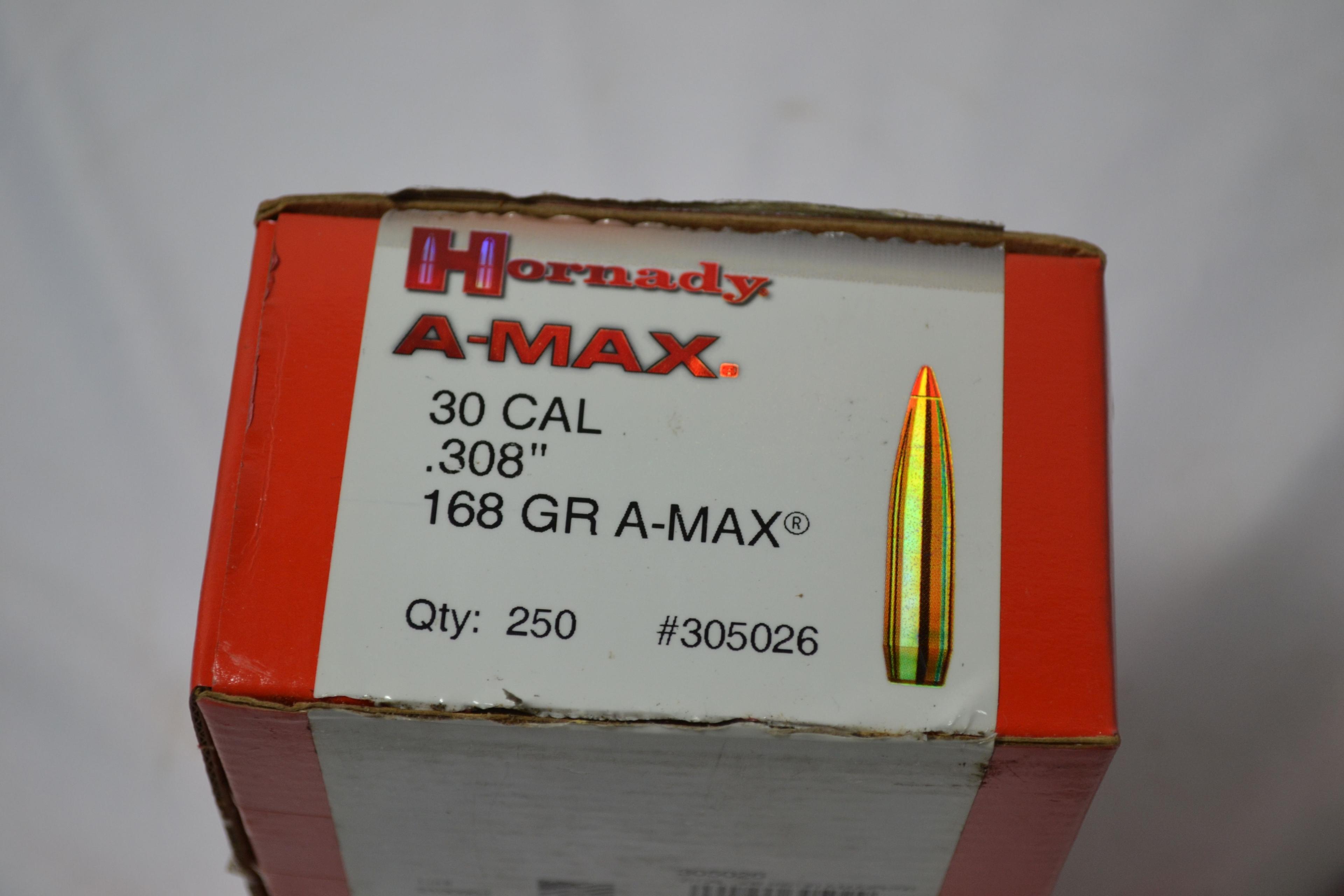 1 Box - Hornady A-Max .380 168 gr.; 250 Rds./Box