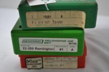 Group of 3 .22-250 Die Sets including RCBS, Redding, and Hornady