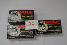 3 Boxes - Wolf 9mmm Luger 115 gr. FMJ Steel Case; 50 Rds./Box; 3xBID
