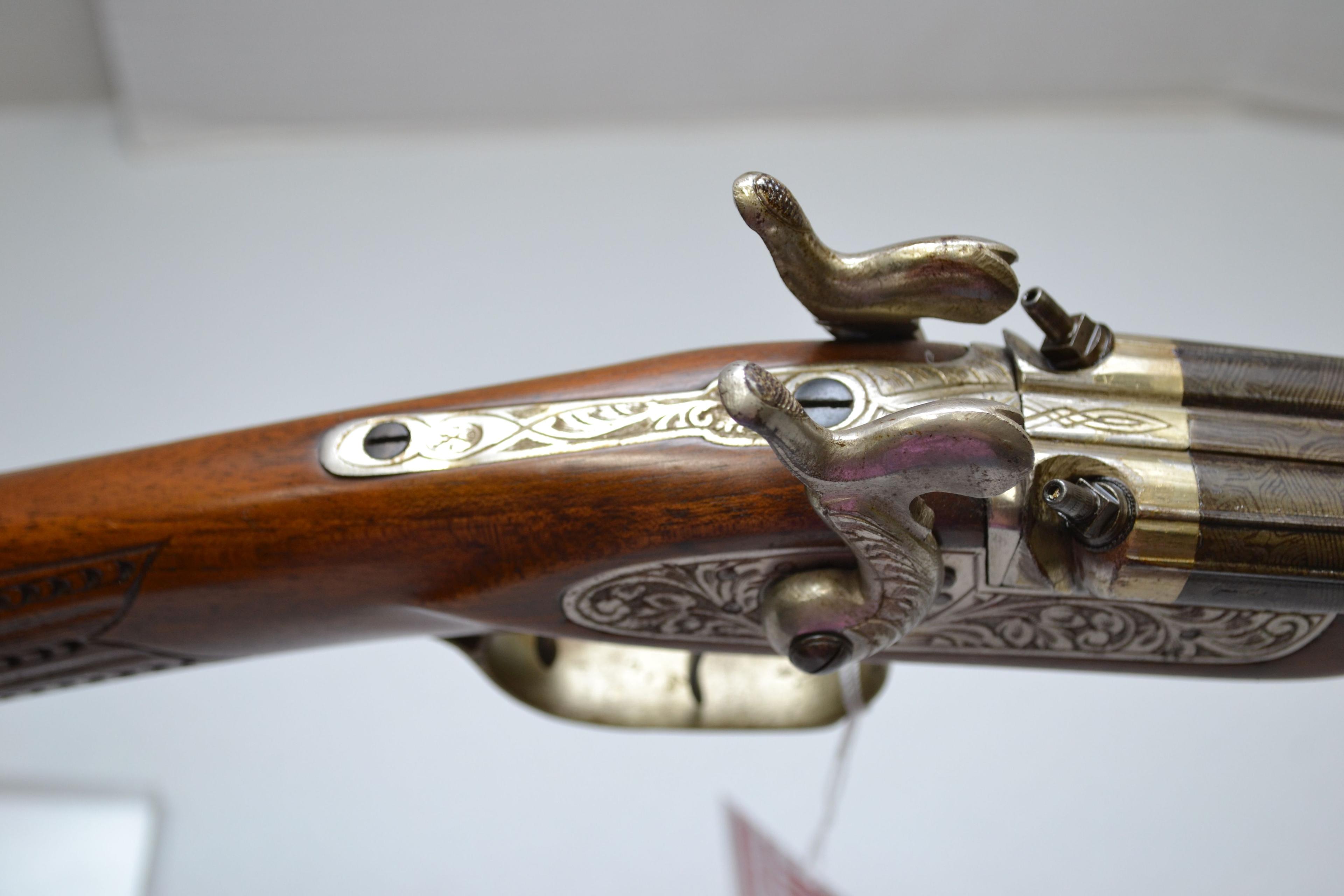 Trochado Damasco Casa La Port Side-by-Side Double Octagon BBL Muzzle Loading Percussion Shotgun w/Do