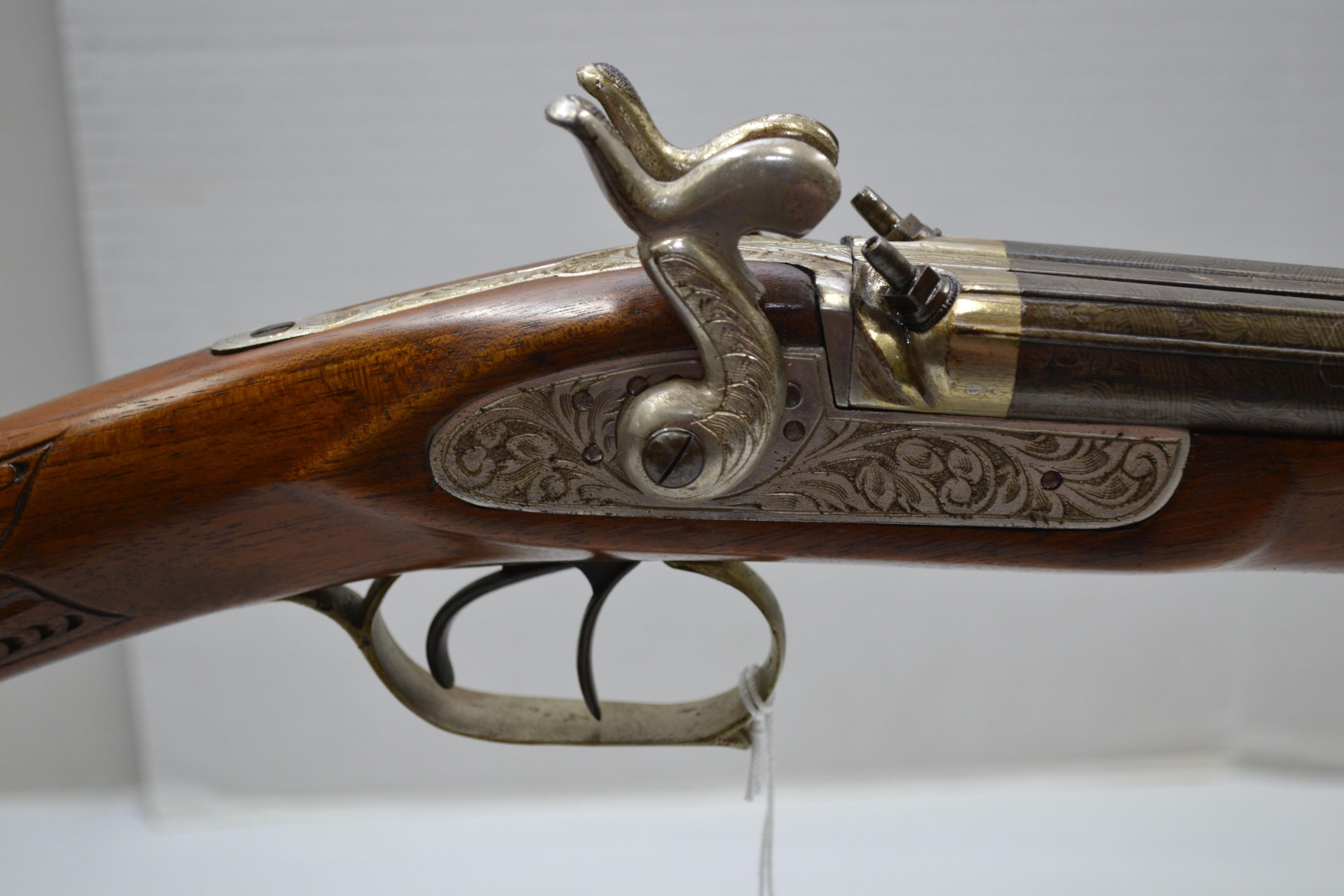 Trochado Damasco Casa La Port Side-by-Side Double Octagon BBL Muzzle Loading Percussion Shotgun w/Do
