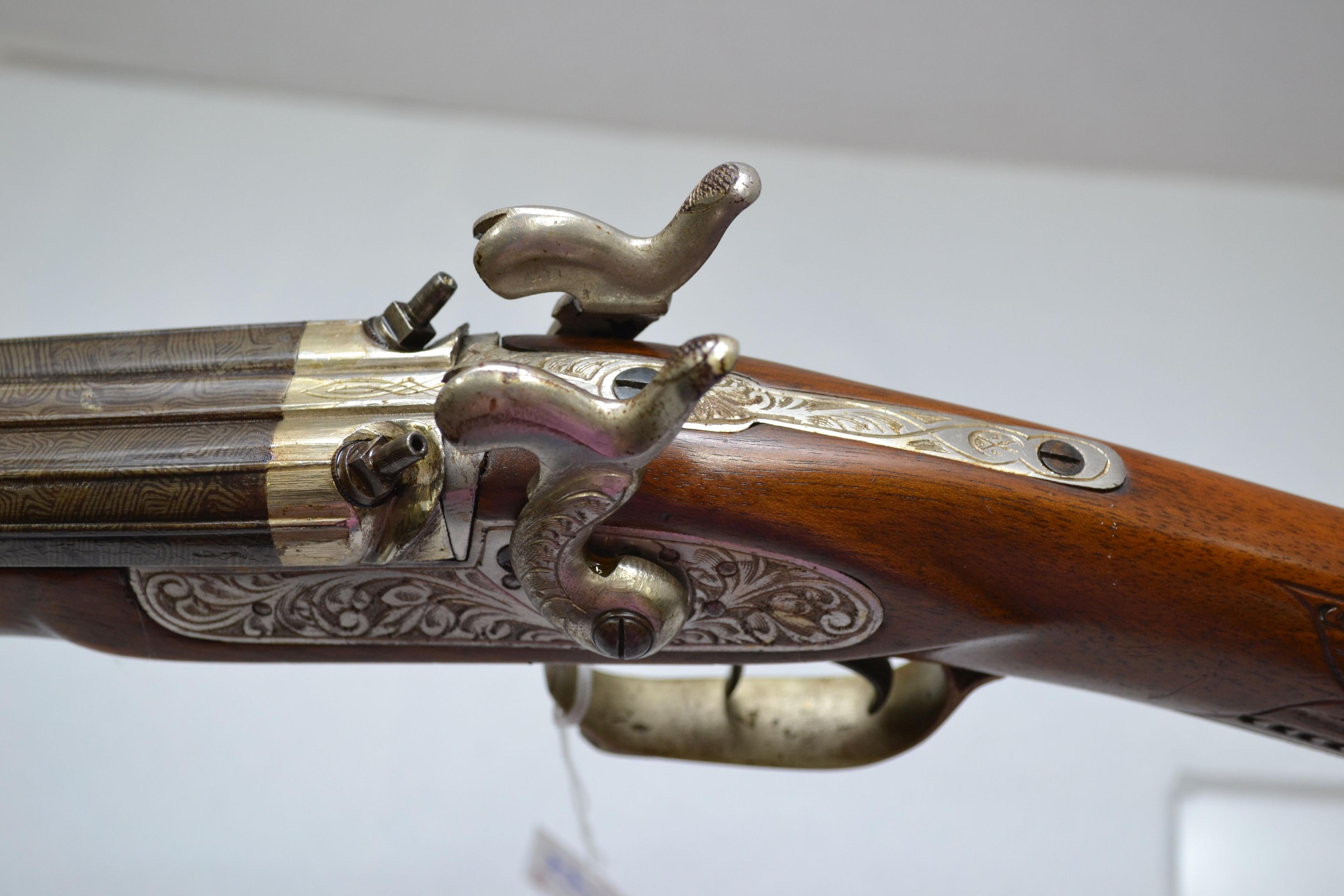 Trochado Damasco Casa La Port Side-by-Side Double Octagon BBL Muzzle Loading Percussion Shotgun w/Do