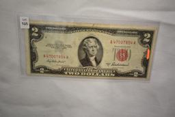 1953-A Two Dollar Red Seal Note; Circ.