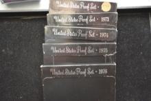 5 - U.S. Mint Proof Sets including 1972 thru 1976; 5xBID