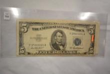 2 - 1953-A Five Dollar Blue Seal Silver Certificates; Circ.; 2xBID