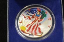 2001 Silver Eagle in Full Color; Unc.