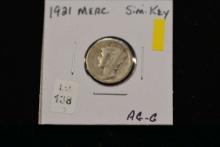 1921 Mercury Head Dime; Semi-Key Date; G