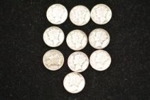 1 Lot of 10 - Mercury Head Dimes