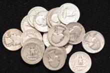 20 - Washington Silver Quarters; 20xBID