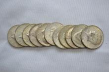11 - Kennedy 40% Silver Half Dollars; 11xBID