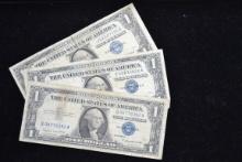 2 - One Dollar Silver Certificates including 1957-A and 1957-B; Well Circ.; 2xBID