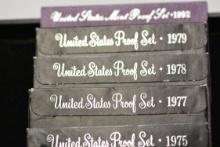 5 - U.S. Mint Proof Sets including 1975, 1977, 1978, 1979, and 1992; 5xBID