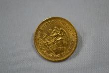 1918 Mexican 20 Pesos Gold Coin Tie Tack