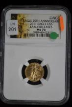 2011 Five Dollar 25th Anniversary Gold Eagle; Early Releases; MS70