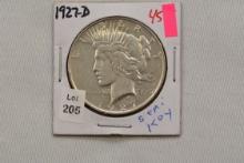 1927-D Peace Dollar; AU