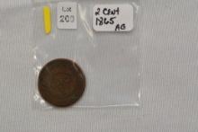 1865 Two Cent Piece; AG