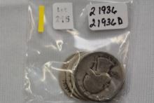 4 - Washington Quarters including 2 - 1936 and 2 - 1936-D; 4xBID