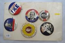 1 Lot of Political Buttons including Eisenhower, Stevenson, and Landon