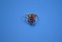 Victorian 0.25 ct. Ruby Ring w/Gold Setting and 2 Seed Pearl Side Accents
