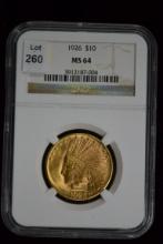 1926 Indian Head $10 Gold Piece; MS64