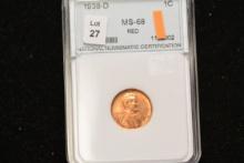 1938-D Lincoln Wheat Cent; MS68 Red