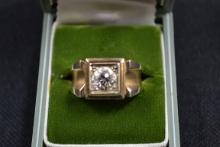 14K Yellow Gold Gentleman's Ring w/1.00 Ct. Round Diamond; I1, H1