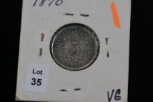 1870 Shield Nickel; VG