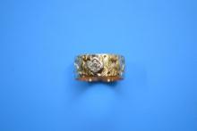 Vintage Art Nouveau Ladies Wedding Band w/Single Diamond Setting; Size Approx. 6-1/2