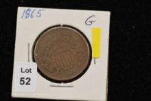 1865 Two Cent Piece; G