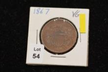 1867 Two Cent Piece; VG
