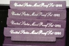 5 - U.S. Mint Proof Sets including 1989 thru 1993; 5xBID