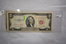 5 - 1953 Two Dollar Red Seal Notes; Circ.; 5xBID