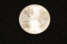 1985 Mexican One Onza Coin; .999 Silver