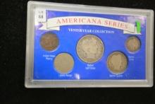 Americana Series Yesteryear Collection including Indian Head Penny, Liberty Nickel, and Barber Half