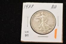 1937 Walking Liberty Half Dollar; AU