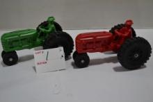 Nov. 2006 and Nov. 2007 Plastic Promotional Plastic Tractors; 5"x3"