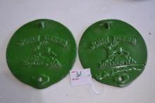 Pair of John Deere Cast Iron Planter Lids; No Bracket