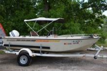 1987 Grumman Center Console V-Bottom 6-Person Aluminum 17' Boat Equipped w/88hp Johnson Boat Motor w
